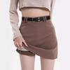 Women's Gray High-Waist A-Line Skirt - Slim Fit, Trendy Short Skirt for Spring and Autumn