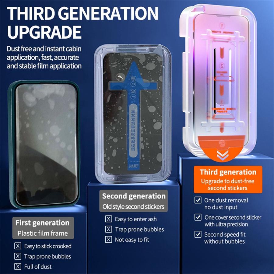 Dust Free Box Screen Protector for IPhone 18 17 16 15 14 13 12 11 Pro Max Tempered Glass for IPhone Xs Max XR X Auto-Dust Removal Kit