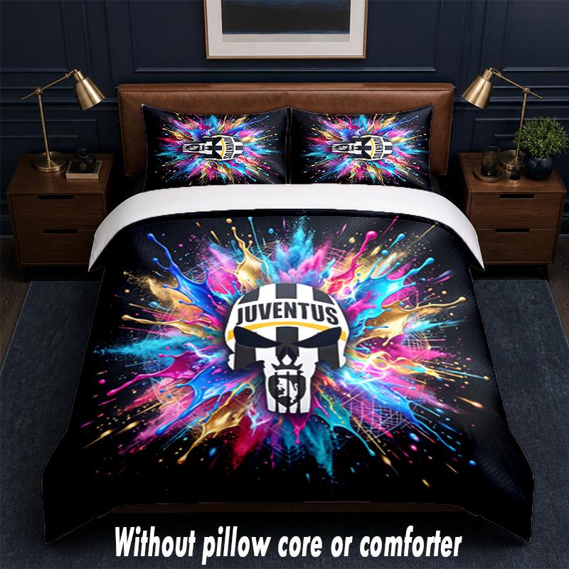 Set Biancheria da Letto Juventus FC Design 1 Copripiumino + 2 Federe Morbido Traspirante Biancheria da Letto per la Casa