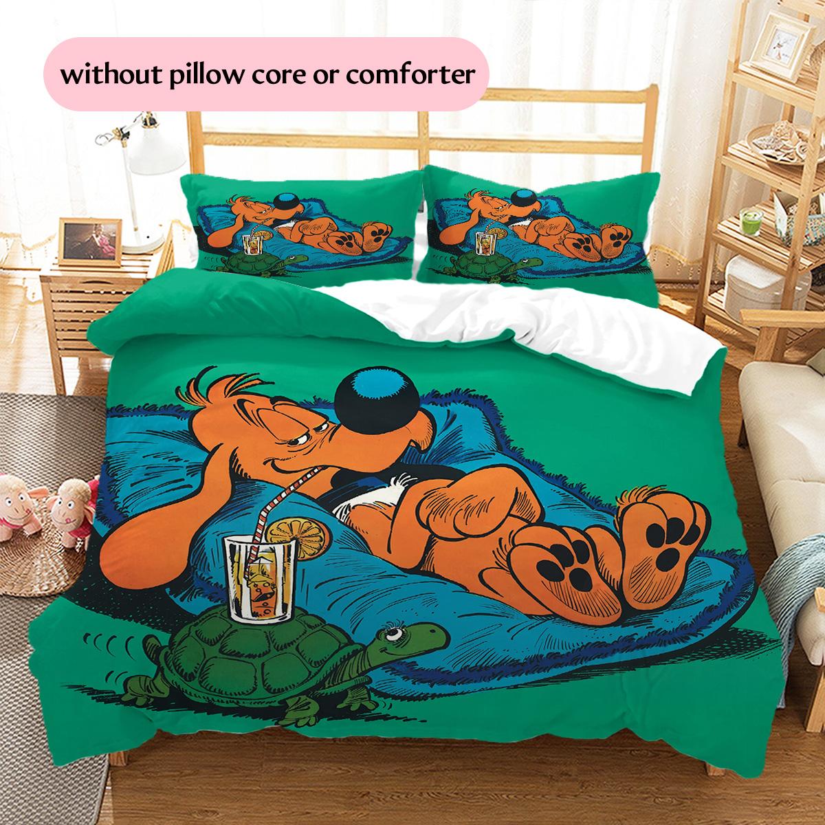 Bole and Bill  Pattern Bedding Quilt Set  Home Decoration  Gift (1 * duvet cover + 2 * pillowcase  without core) 135x200cm