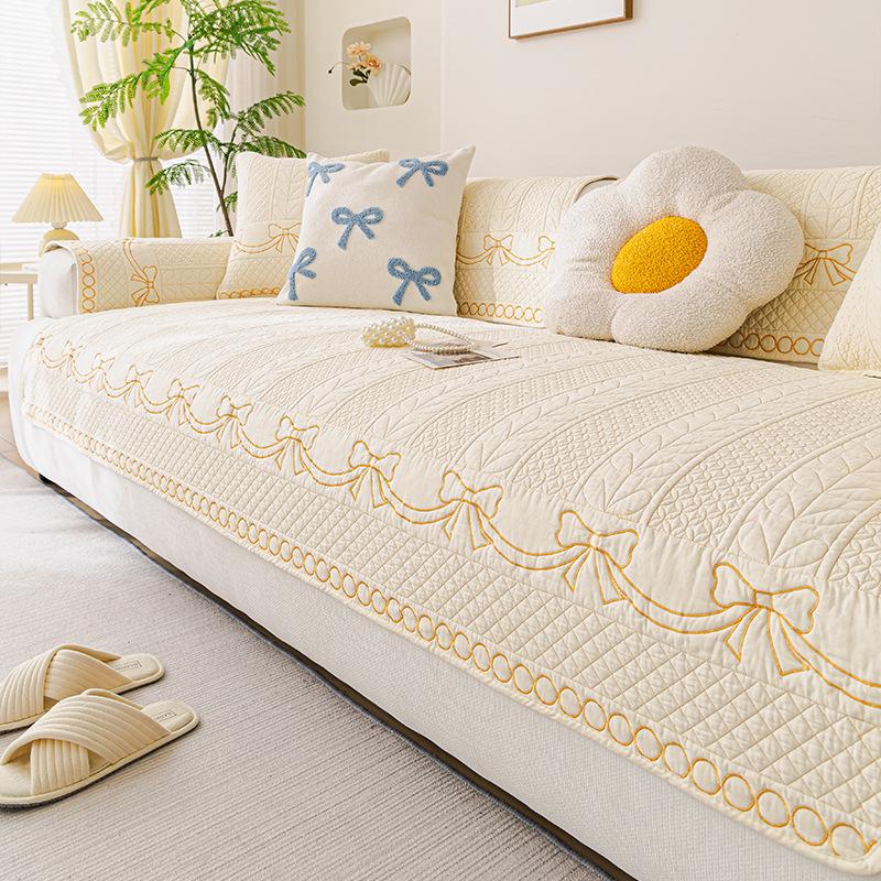 New Cream Wind Sofa Cushion Four Seasons Universal Cushion Sub-Cover Cloth Towel Fixed One-Piece Sofa Towel Cover