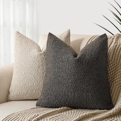 2-Pack Teddy Velvet Throw Pillow Covers, Contemporary Geometric Pattern, Knit Fabric, Hand Wash, Zipper Closure, for Living Room Decor
