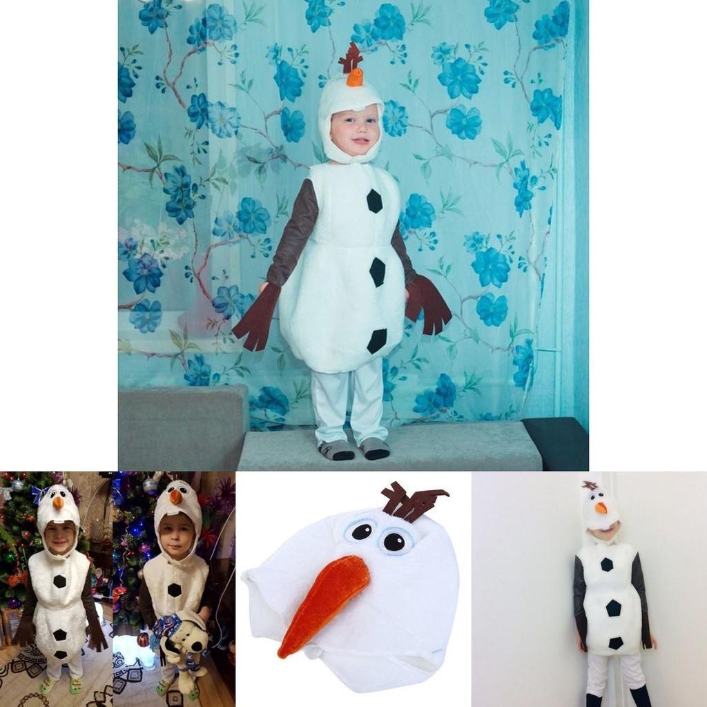 Adorable Kids Frozen Snowman Olaf Costume With Breathable Polyester Jumpsuit