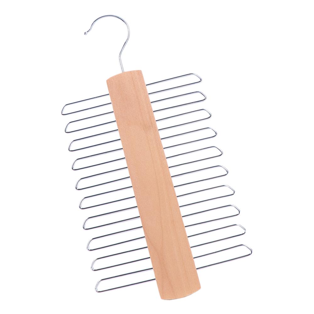 Creative Wooden Tie Hanger 20 Bar Double Tie Rack Non-slip Space Saving Silk Scarf Belt Organizer Rack Cabinet