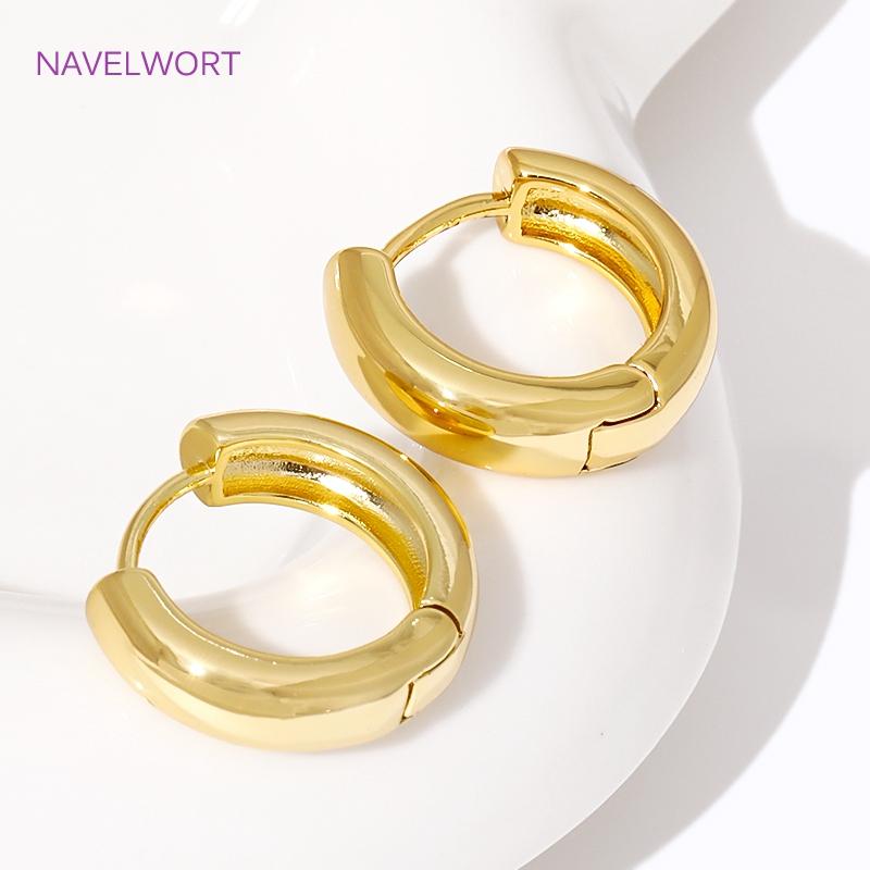 2 Sizes Round Earrings 18K Gold Plated Circle Hoop Earrings,For Women Jewellery Simple Hoop Circle Earring Ladies Party Gift