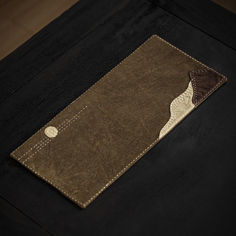 Miao Zhu Xuan Handcrafted Plant-Dyed Bamboo Linen Tea Mat - Retro, High-Grade, Heat-Insulating.