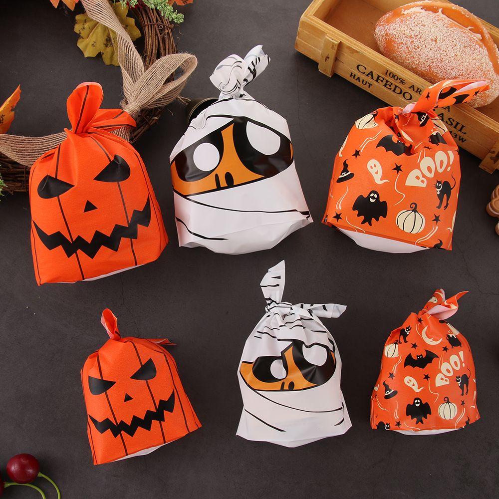 50Pcs Bat Pumpkin Rabbit Ear Halloween Decoration Cookie Bag Baking Packaging Halloween Candy Bags