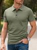 Men's Polo Shirt Short Sleeve Summer New Turn-Down Collar Button Heavyweight T-Shirt Casual Business Breathable Black