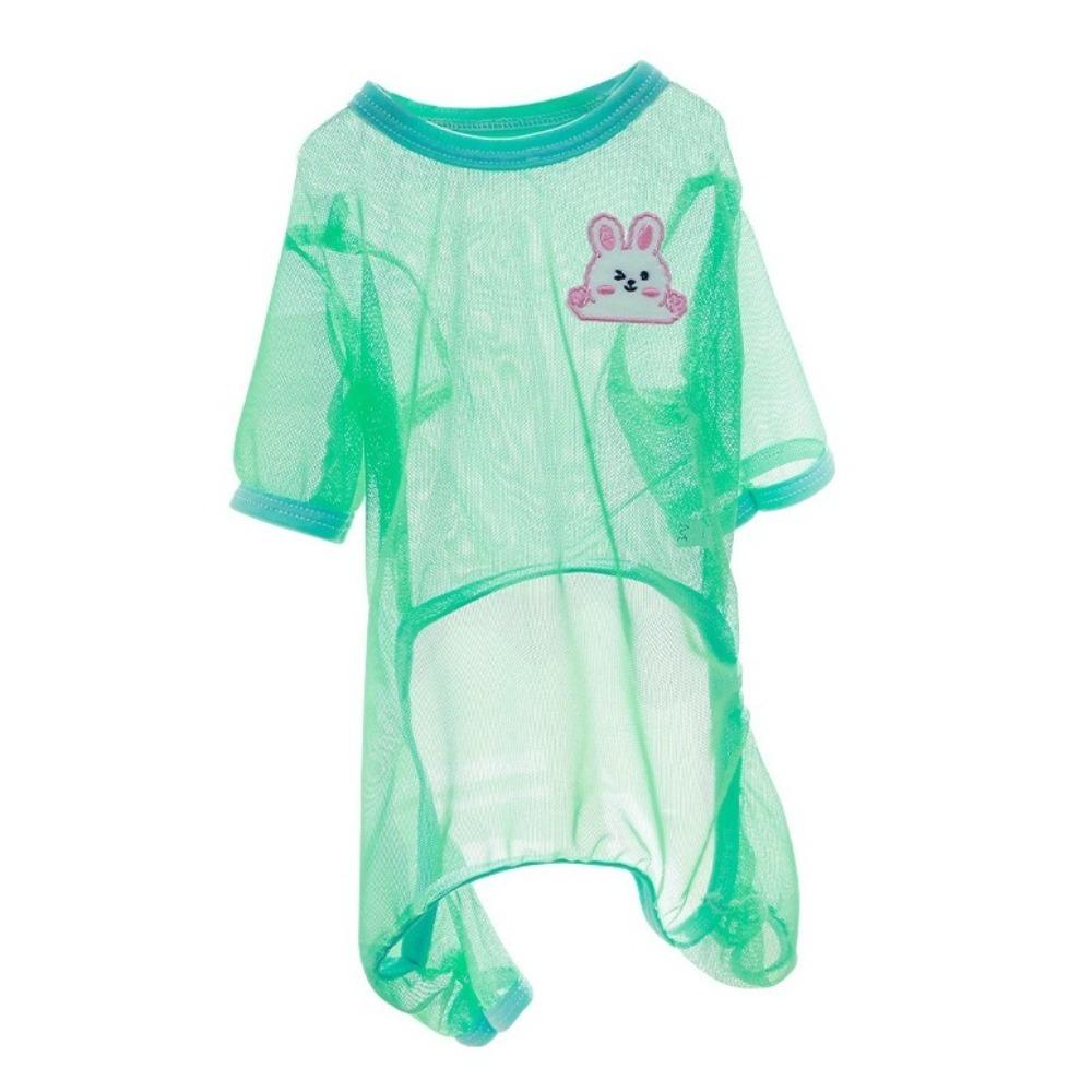 Thin Mesh Pet Summer Clothes Breathable Dog Cooling Jumpsuit Sun Protection Clothes Dogs Cats S зелёный