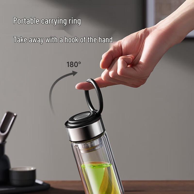 Supor 320ML Double-Layer Borosilicate Glass Travel Mug with Loop