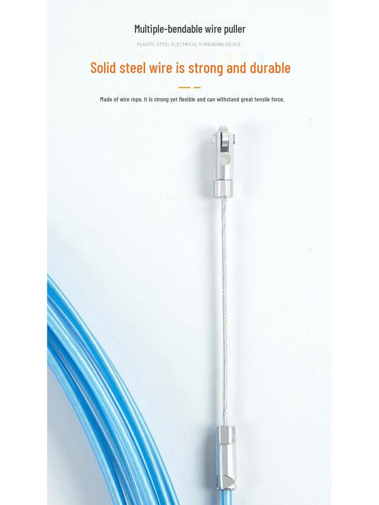 Electrician Pull Wire Threader with Roller Head for Concealed Wire Conduit