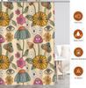 Aimego Boho Mushroom Shower Curtain - 60S 70S Retro Bohemian Flowers Eyes Floral Fabric Cloth Bath Shower Curtain Set With 12 Ho
