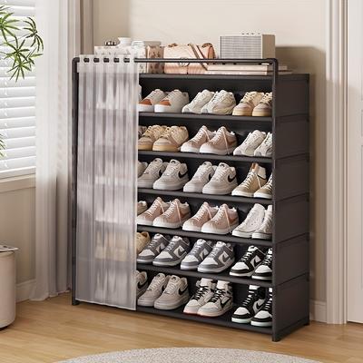 Estante Dobrável à Prova de Poeira para Exibição de Sapatos com Base Antiderrapante, Fácil de Limpar, Prateleira de Armazenamento de Múltiplas Camadas para Sapatos e Acessórios