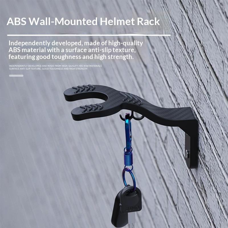 Abs Wall Mount Helmet Rack Sturdy Construction With Key Hook Perfect For Motorcycle Garage Storage