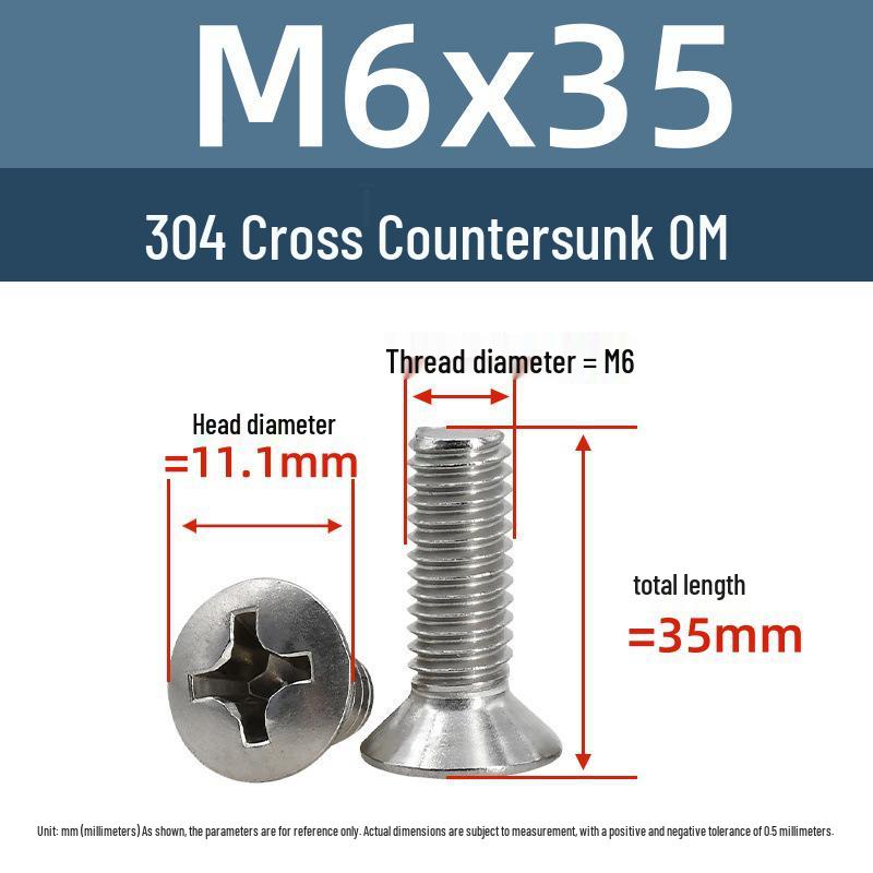 Yigu Stainless Steel Phillips Countersunk Screws M2-M6 Fasteners