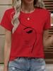 Women's Simple Line Graphics T-Shirts Casual Short Sleeves O-Neck Tops Loose Comfortable Tees Oversize Clothes Woman's Clothing