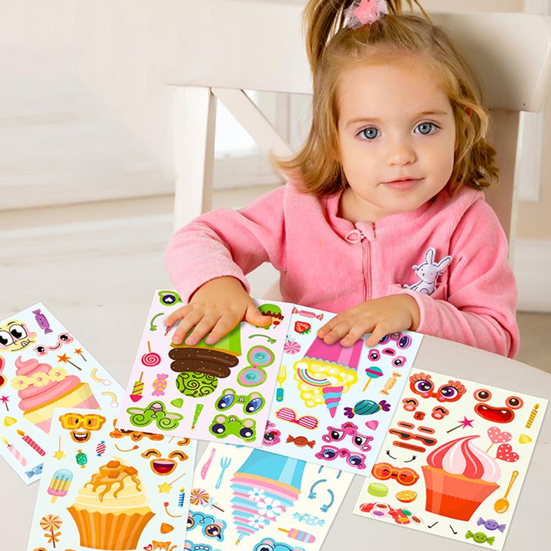 36/48pcs Children Face Changing Sticker Toy Cartoon Animal Stickers Reusable Waterproof Parent Child Interactive Toys TMZ