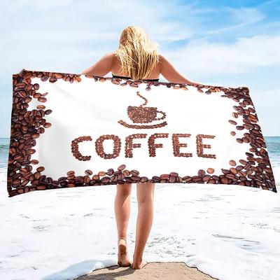 Coffee  Bath Towel Oversized Travel Beach Towel Blanket Sand Free Quick Dry Absorbent Portable Pool Towels for Beach Swim Sports