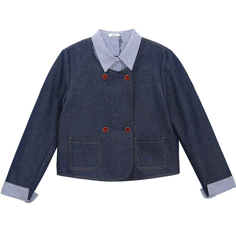 

Betu Women s Striped Faux Two-Piece Double-Breasted Jacket M