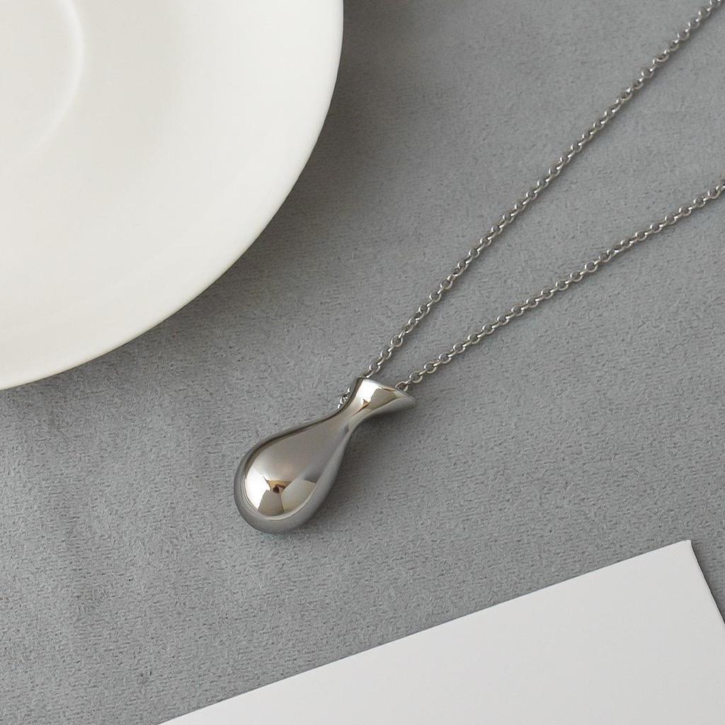 Sterling Silver Water Purifier Bottle Pendant Necklace - Elegant Long Style Sweater Accessory