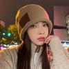 Women’s Hat Fall and Winter Curling Knitting Hat Heattecheasiest for Match Big Head Circumference Student Cold-proof Casual Hat
