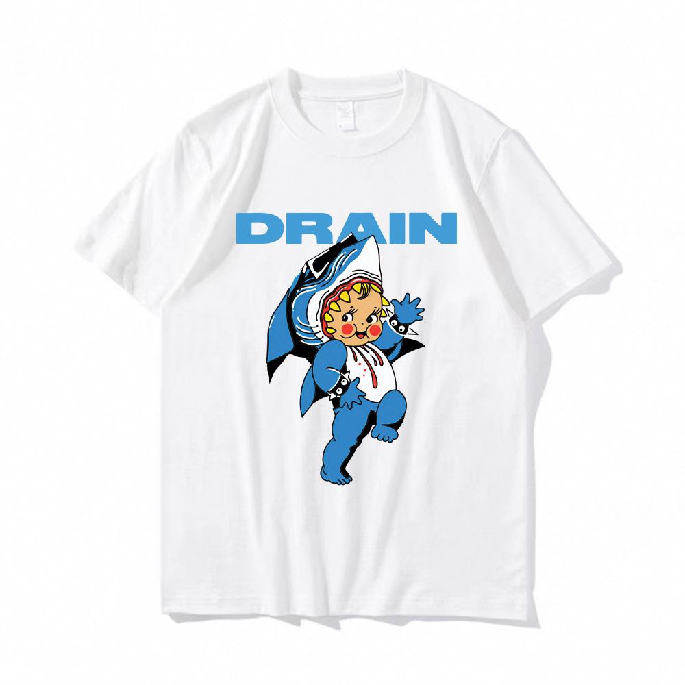 Drain Band 2025 NEW T-shirt Hip Hop Printing Tshirts Short Sleeve Male Punk T Shirt Gothic Streetwear High Quality 100% Cotton Tops