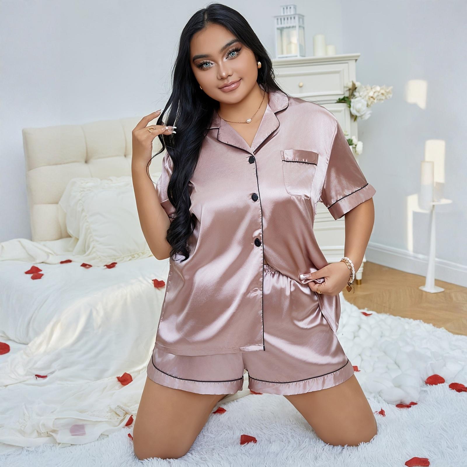 

Plus Size Women s Pajama Set Loungewear Comfortable Home Sleepwear XXXXL рожевий