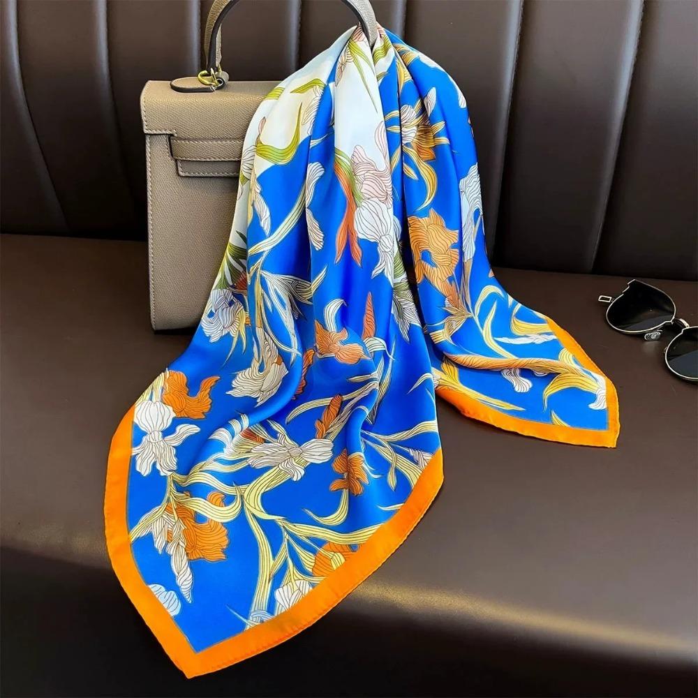 Fashion Luxury Brand 70cm Silk Feel Square Scarf Women Neck Tie Female Hair Bandana Headkerchief Shawl Wrap Hijab Echarpe