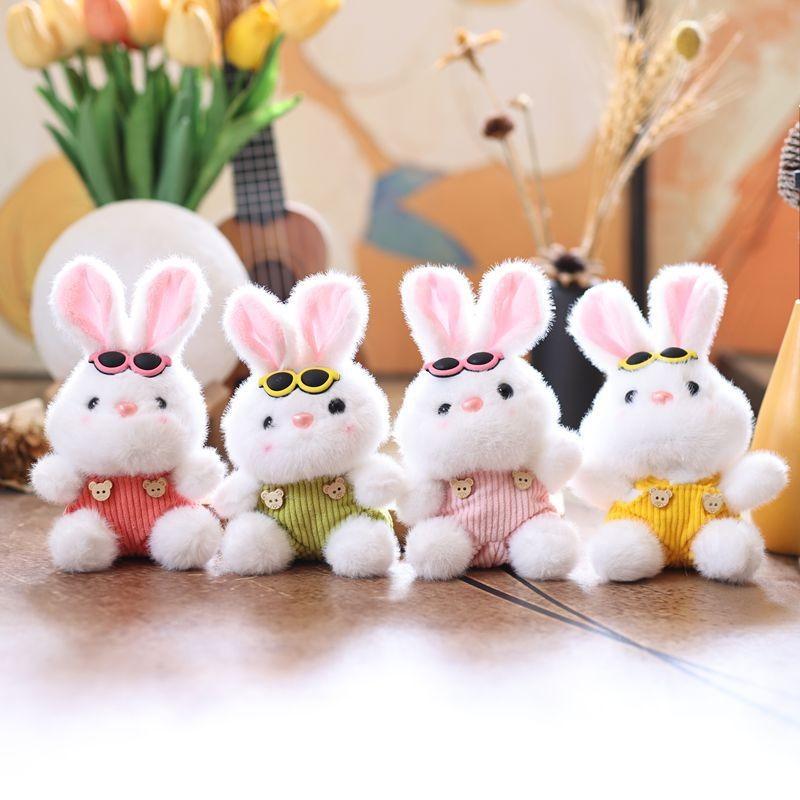 Wear Bunny Clothes Animal Plush Keychain Toy Stuffed Doll Backpack Pendants