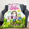 Custom Name Pink Hair Warrior Blanket for Couch & Bed, Plush Cozy Fuzzy Blanket Super Soft & Warm Blankets for Fall and Winter. 0908173