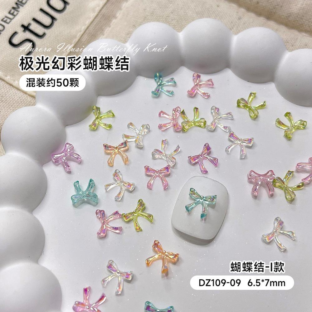 Mixed Butterfly Knot Nail Accessories Internet Celebrity Mini Aurora Illusion 3D Tie DIY