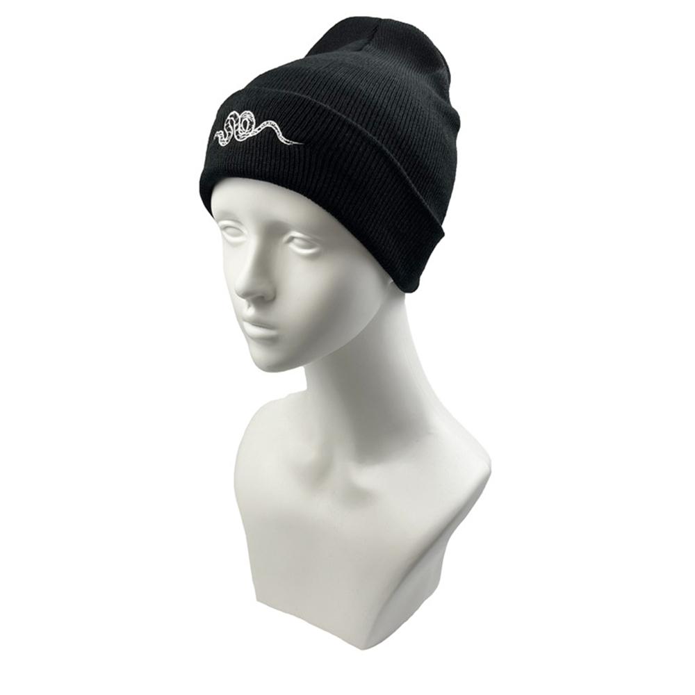 1pcs Knitted Hat, Hip-Hop Style, Stylish Snake Embroidered Knitted , Warm Woolen Hat For Men And Women Cap Green Black