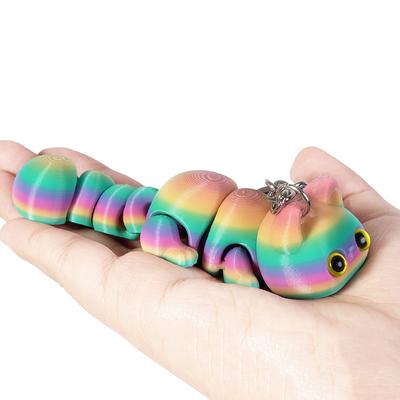 3D Printed Articulated Cute Cats Charm Keychain, Movable Multi Joint Decore Household Workspace Classroom Table Decoration For Kids Gifts