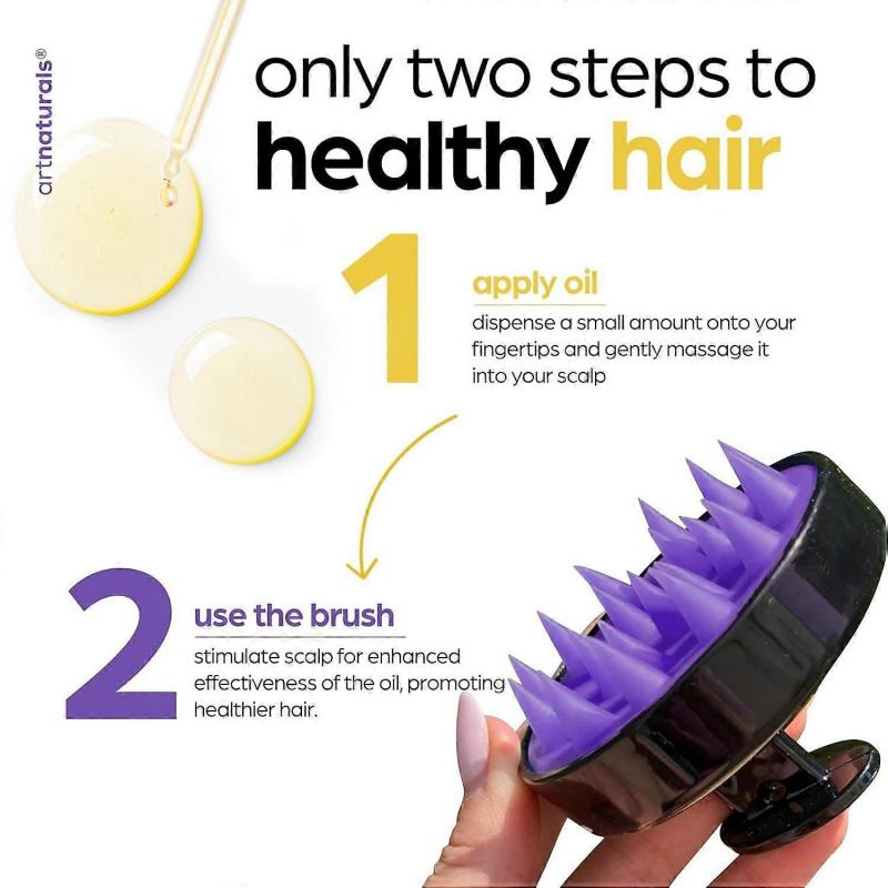Organic Rosemary & Castor Hair Growth Oil + Scalp Massager Set - Hair Styling Oil for Dry, Itchy Scalp, Thickening & Hydration & Repair For Damaged Ha