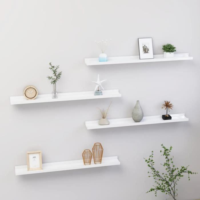 VidaXL Wall Shelves 4 Pcs High Gloss White 80x9x3 Cm