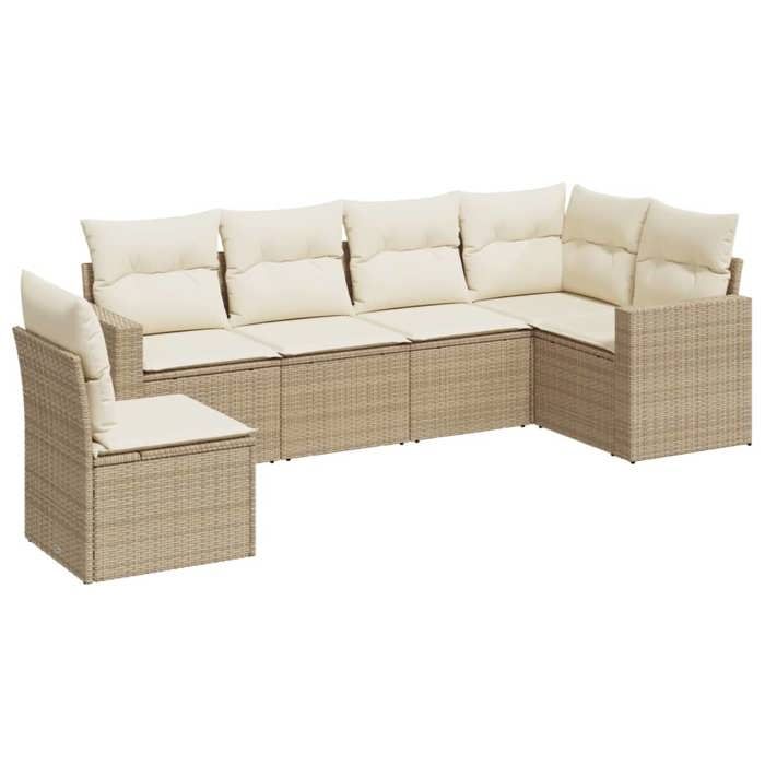 VidaXL Salon de jardin avec coussins 6 pcs beige résine tressée 3251365