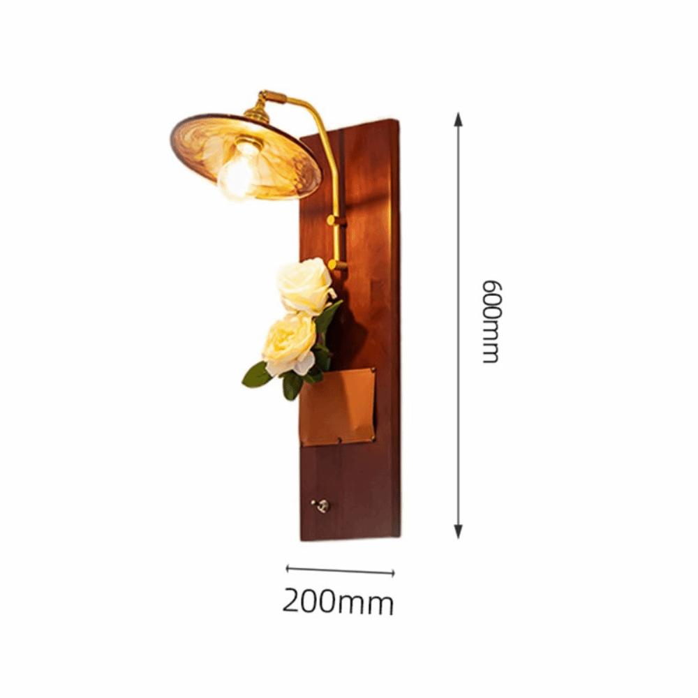 Modern Luxury Retro Wooden Wall Lamp Vintage Walnut Nordic Glass Wall Sconce Glass/Ceramic Lampshade Atmosphere Lighting