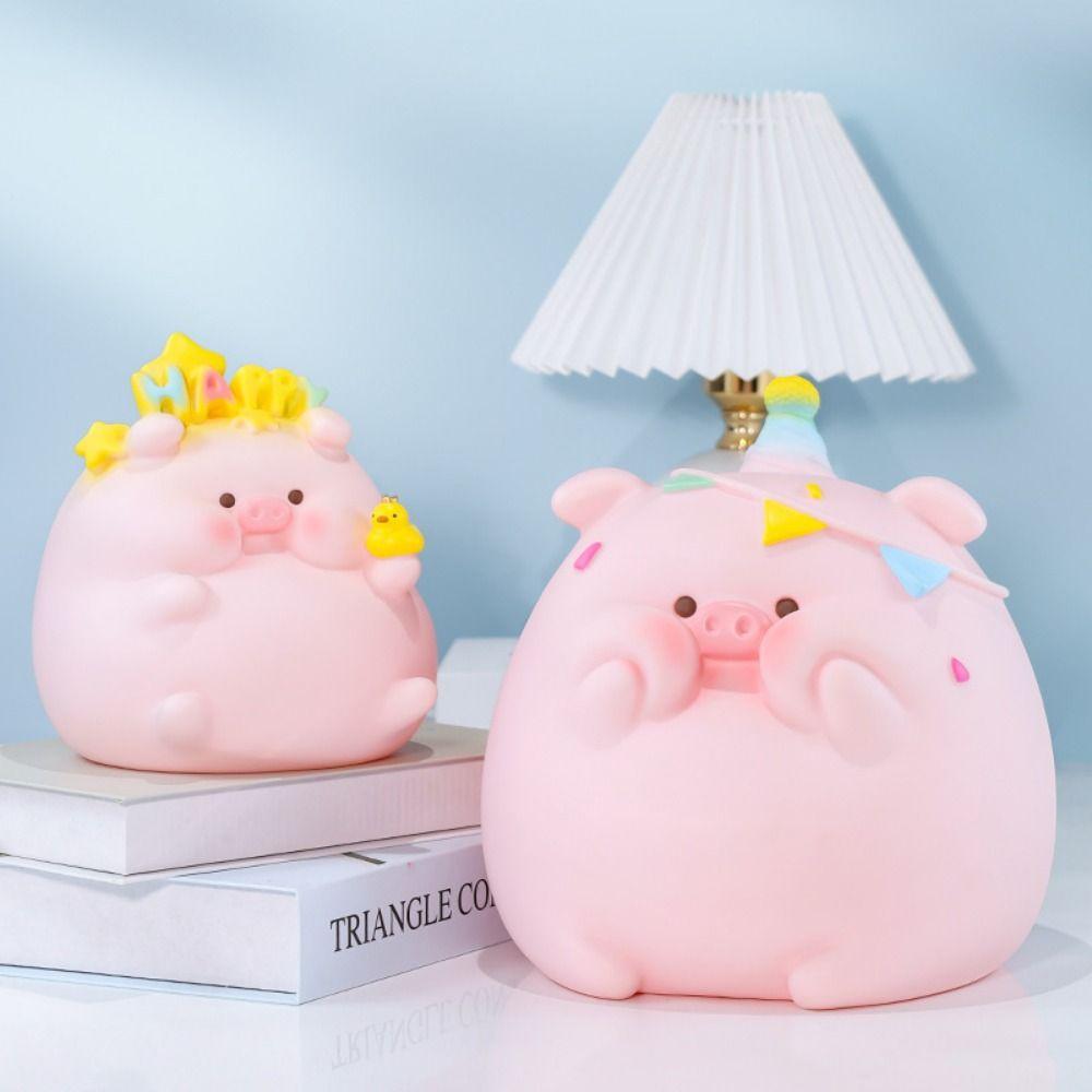 Pig Piggy Coin Bank Waterproof Safe Deposit Box Desktop Ornaments Savings Jar  Coins Cash