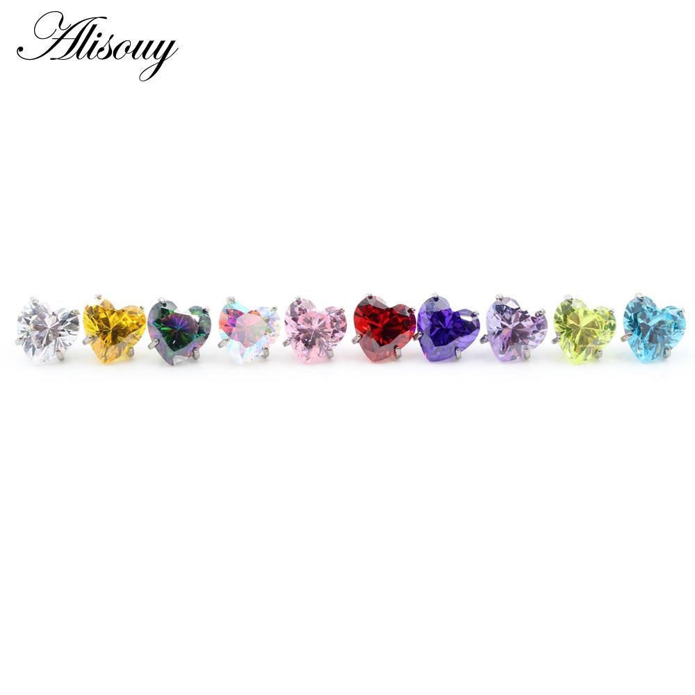 Alisouy 1PC Titane Filetage Externe Cœur Zircon Pour Anneaux de Lèvre Labret Boucles d'Oreilles Puces Piercing DIY Accessoire Bijou de Corps