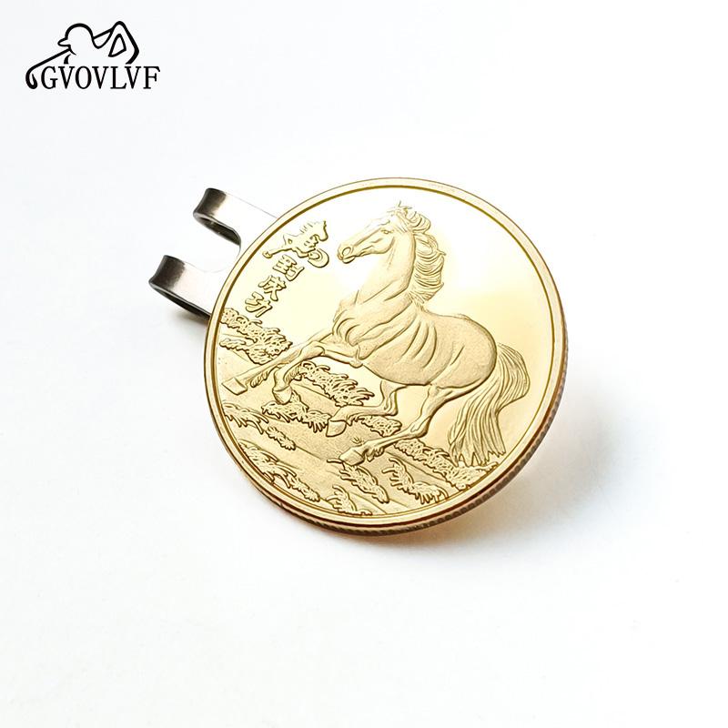 Removable Golf Ball Marker Year of the Golden Horse With Magnetic Hat Cap Clips Golf Accessories Gift For Golfers Golf Lover 5