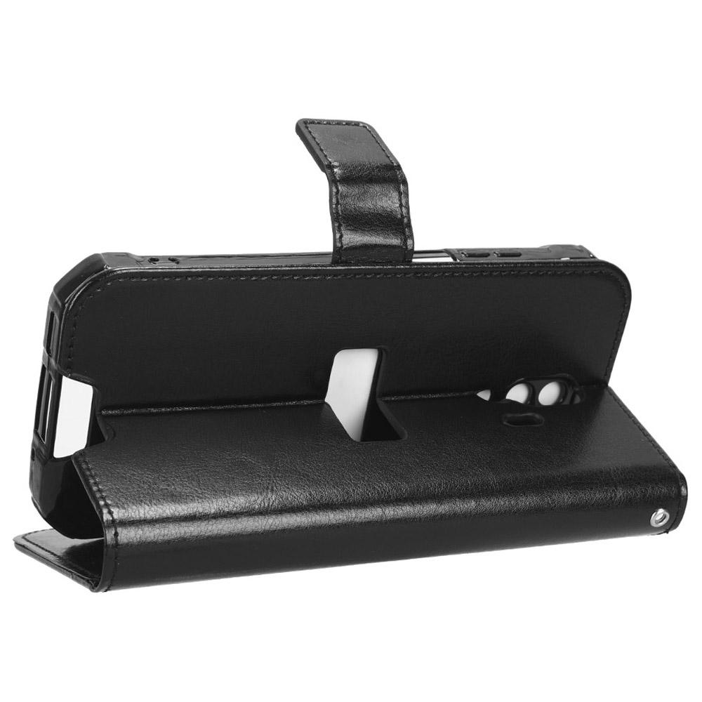 For Blackview BV7200 Crazy Horse Texture Wallet Stand Case PU Leather Flip Phone Cover with Strap