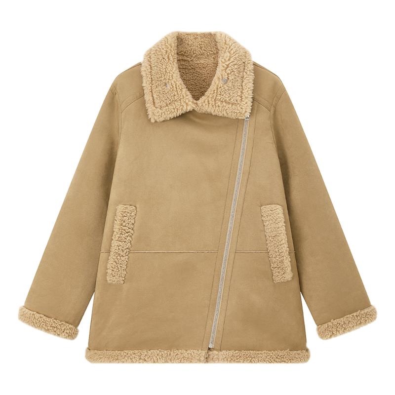 Зимняя куртка А-силуэта для девочек ELLE KIDS из искусственной замши 150