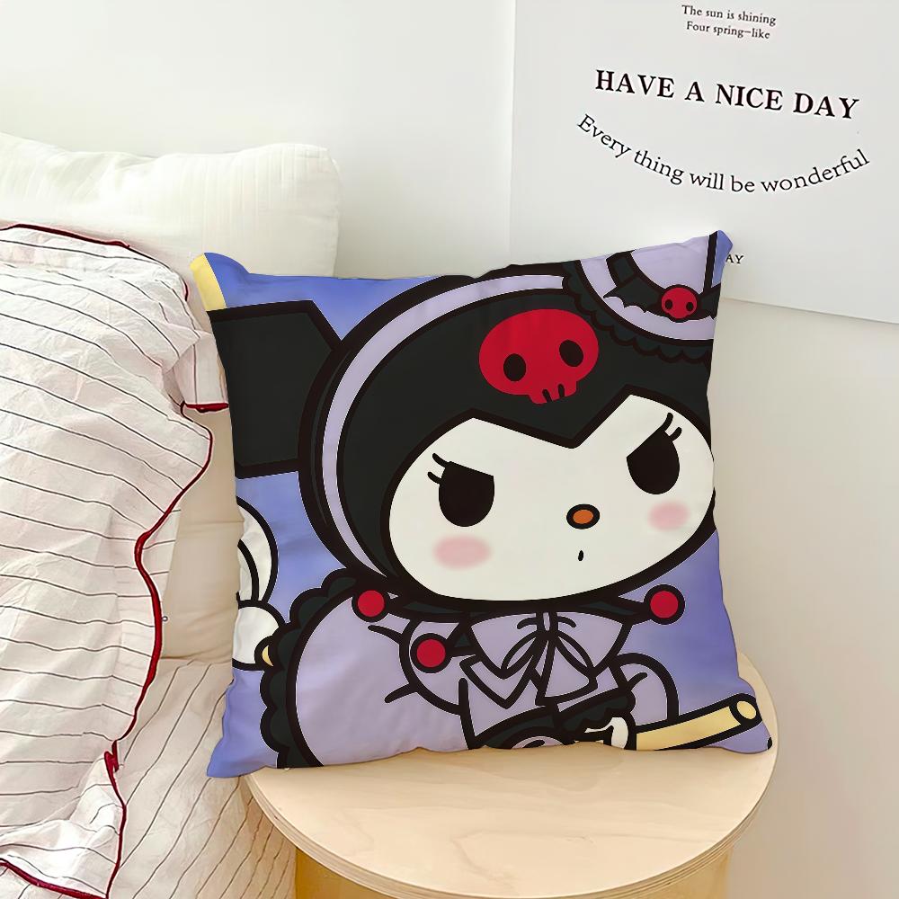 Funny Art Halloween K-Kuromi My M-Melody Sro Cushion Cover Soft Pillow Case For Sofa Living Room Home Decor Protective Covers