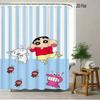 Crayon Shin-Chan & Friends & Shiro & Strange Creature On Green Grass Scene 2D Print Waterproof Shower Curtain, Bright Green Bath