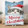 Christmas Cat Card Blanket Soft Throw Blanket For Home Bedroom Bed Sofa Travel Office Solid Christmas Blanket