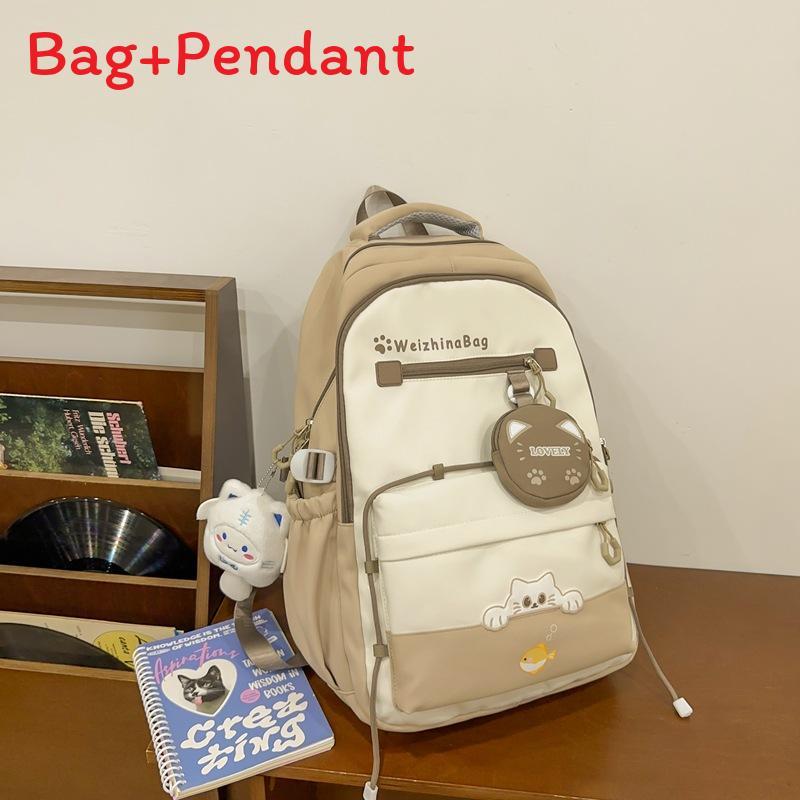 Girls Nylon School Backpack With Design For Middle School Daily Use