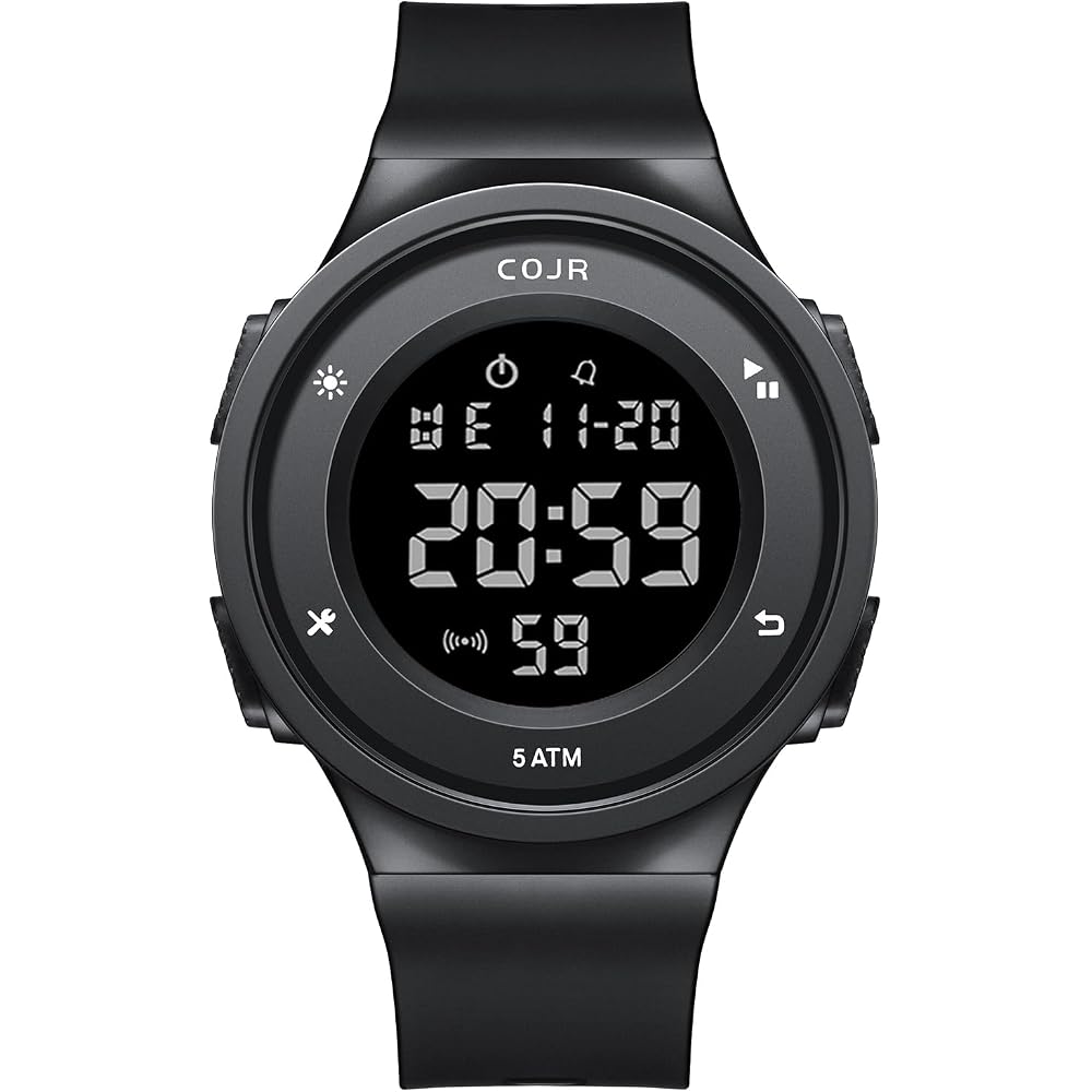 [COJR] Men s Digital Running Watch, 50 Meters Waterproof, Multi-function Sports Watch, Date, Day,...