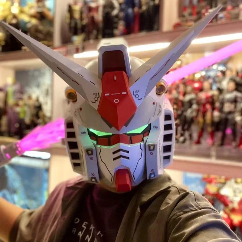 1:1 Scale RX-78-02 Helmet With Base Cyber Style Robot Mecha Design Lightweight Structure Touch Control Collectible Toy & Gift