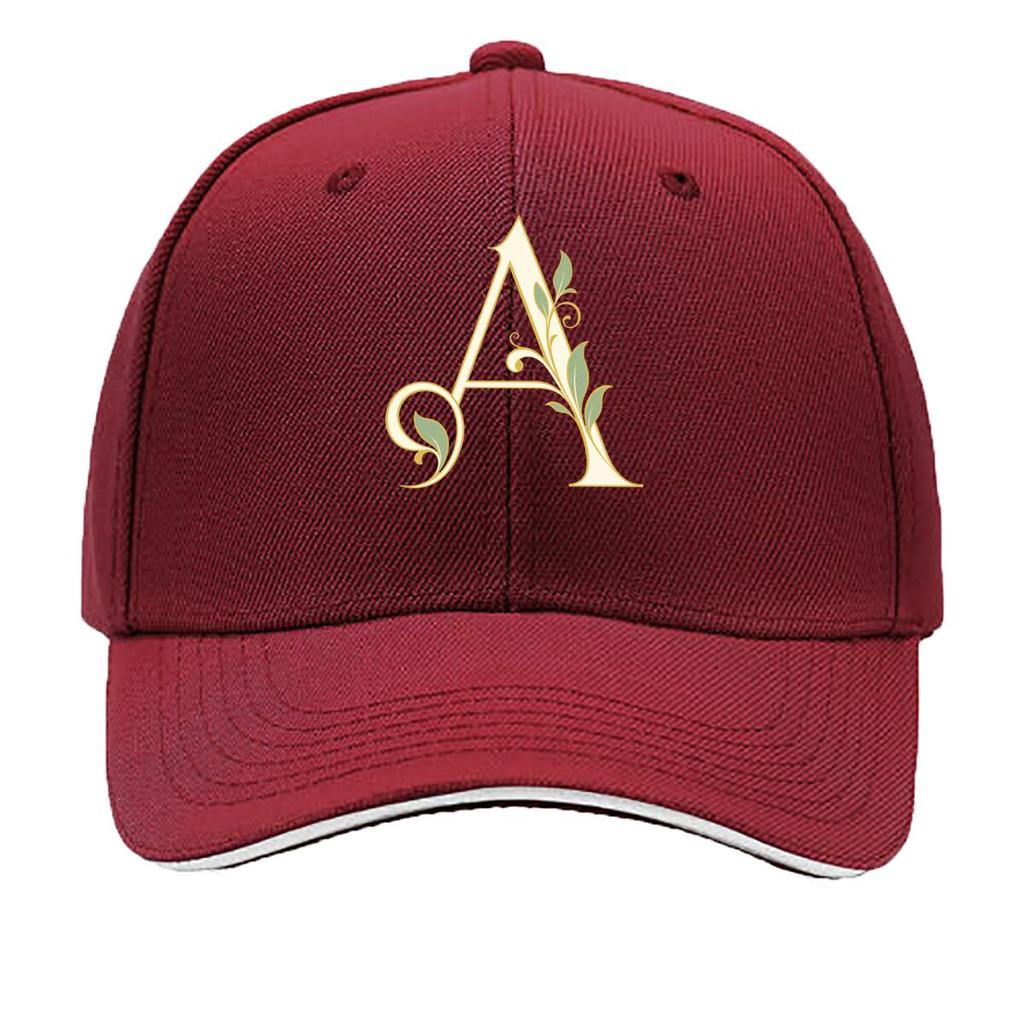 Elegant Botanical Letter A Monogram Sandwich Baseball Cap Sun Cap Outdoor Workouts Hat