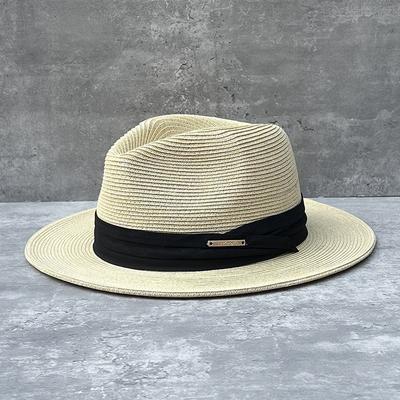 Panama Strohhut Unisex Zylinder Jazzhut Sommer Sonnenhut UV-Schutz Vielseitig Trendig Verstellbar